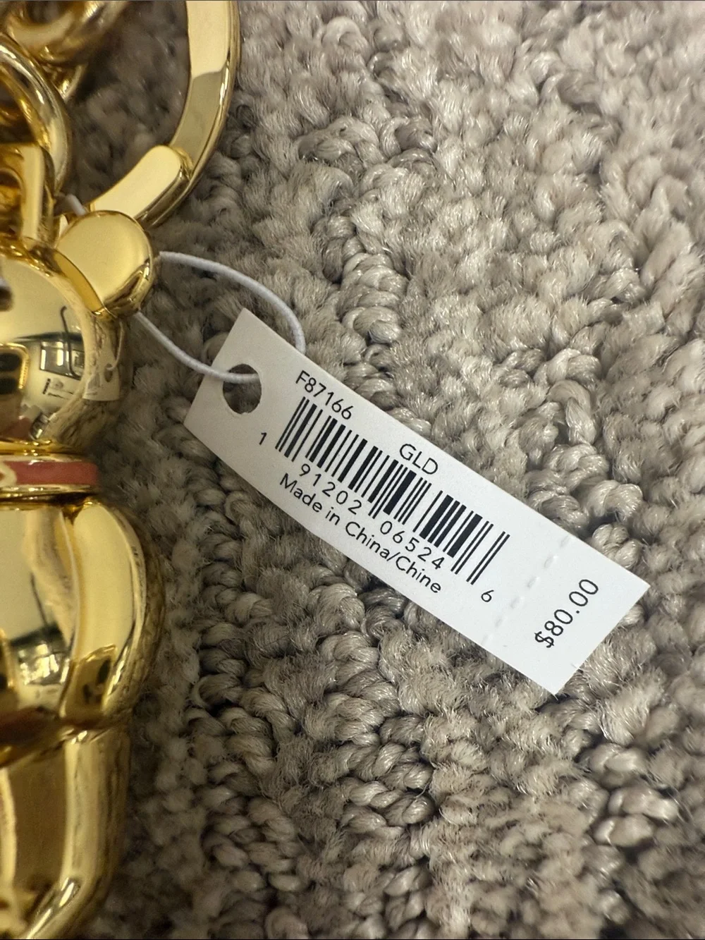 Coach Gold Bear Keyring with Red Collar